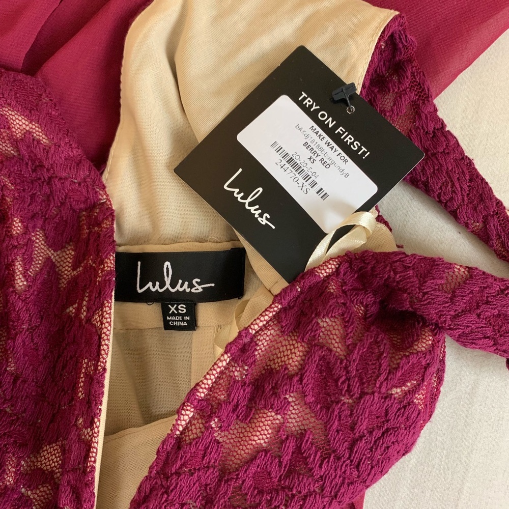 New Lulus Red Lace Maxi Dress Make Way For Wonderful Wedding Engagement Bridal - Picture 8 of 8